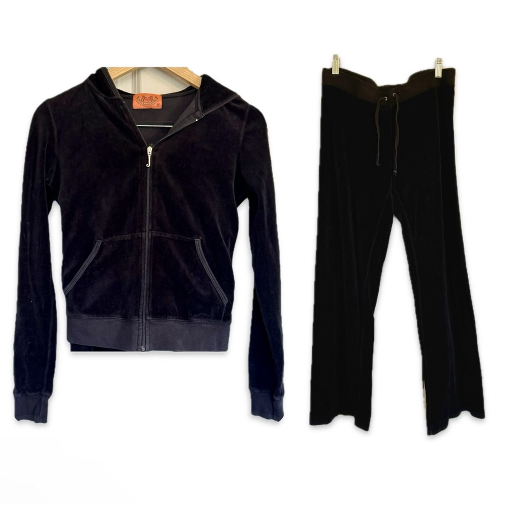 Y2K Juicy Couture Black Velvet Tracksuit Size Small. Authentic Vintage, 2002-04